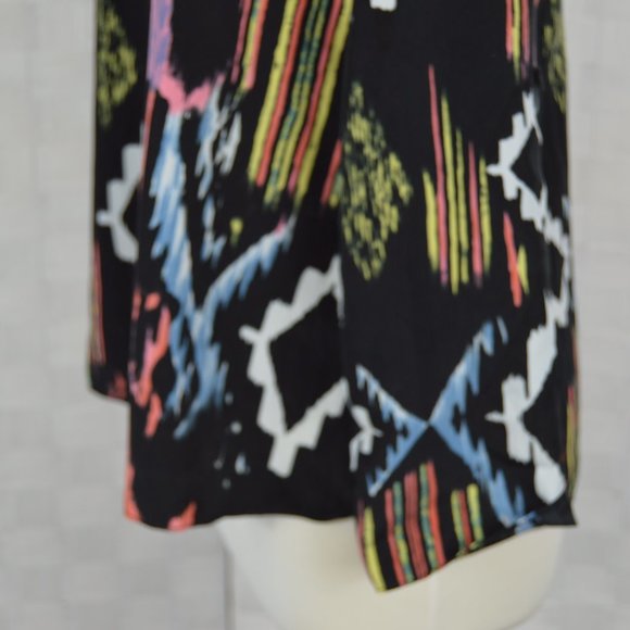 Moa Moa Black Multi Color Patterned Blouse, Size S - Picture 4 of 6